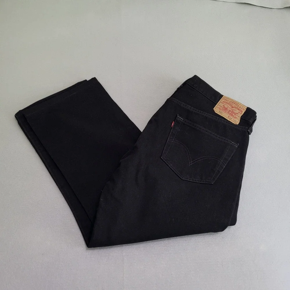 Levi's 501 Men's Original Straight Leg Button Fly Denim Blue Jeans Black 36x30